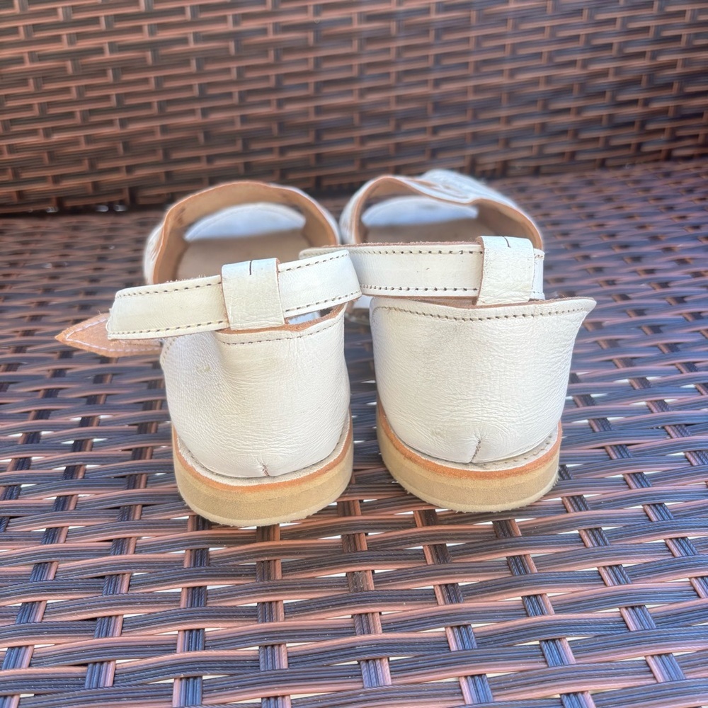 Artesanias Huarache Sandals Womens 10 White Woven Leather Ankle Strap Mexico - Picture 5 of 10